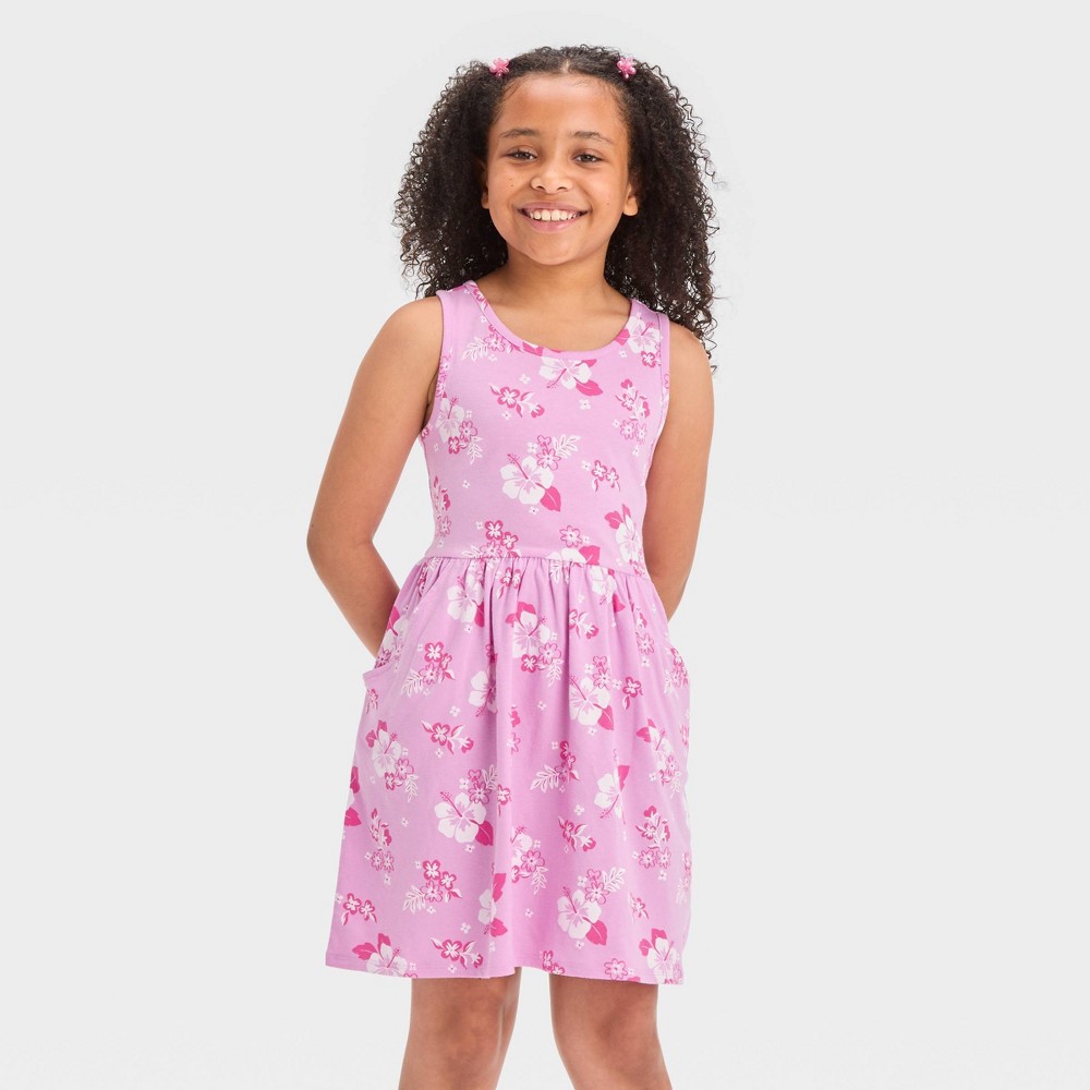 Girls' 'Floral' Racerback Tank Dress - Cat & Jack™ Lavender M