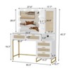 Vanity Benches, Modern Makeup Vanity Desk with Adjustable Mirror, Built in Charging Station, 5 Drawers - 2 of 4
