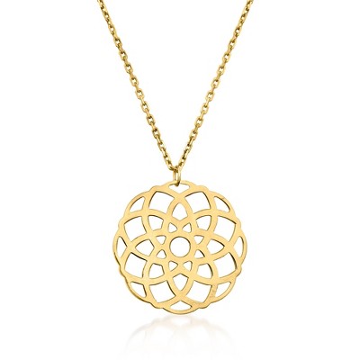 Pure Collection by Ross-Simons Italian 14kt Yellow Gold Geometric Flower Openwork Medallion Necklace