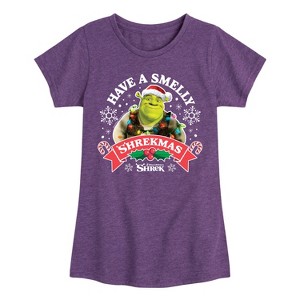 Girls' - Shrek - Have a Smelly Shrekmas Fitted Short Sleeve Graphic T-Shirt - 1 of 4