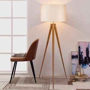 Teamson Home 61.81" Postmodern Tripod Floor Lamp with Drum Shade: Mid-Century Modern, ETL Listed - 1 of 4