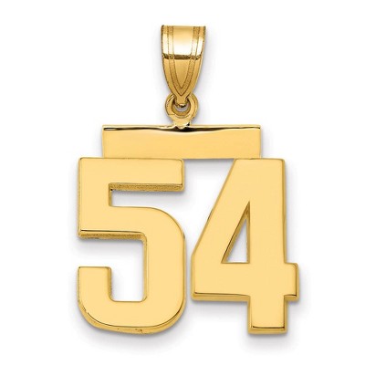 Black Bow Jewelry 14k Yellow Gold, Athletic Collection Medium Polished Number 54 Pendant