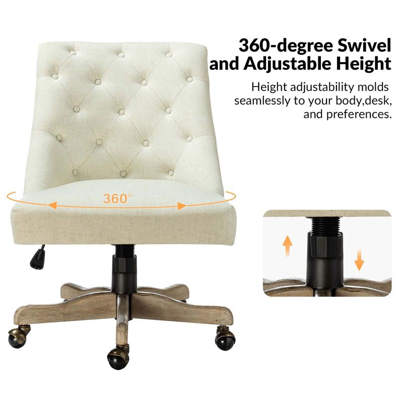Estelle Velvet Task Chair Upholster Office Chair Swivel Home Desk Chair | Karat Home, 4 of 12