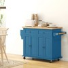 HOMCOM Kitchen Island on Wheels, Rolling Cart with Rubber Wood Top, Spice Rack, Towel Rack & Drawers for Dining Room - 2 of 4