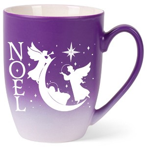 Elanze Designs Noel Two Toned Ombre Matte Purple and White 12 ounce Ceramic Stoneware Coffee Cup Mug - 1 of 4