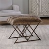 Uttermost Brannen 23 3/4" Wide Brown Faux Fur Small Argyle Iron Bench - 2 of 2