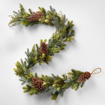 6ft Unlit Bright Green Greenery with Pinecones Artificial Garland - Wondershop™