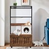 Hidden Litter Box Furniture with Metal Frame, 60''H Cat Litter Box Enclosure with Storage Shelf - 3 of 4
