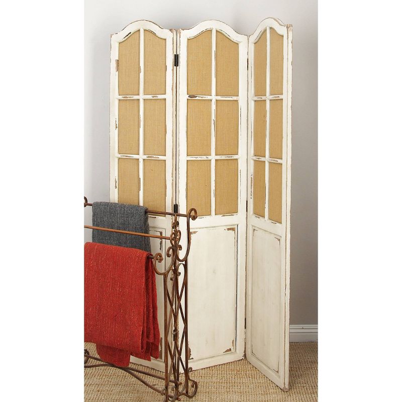Farmhouse Wood Room Divider Screen Beige - Olivia &#38; May, 3 of 10