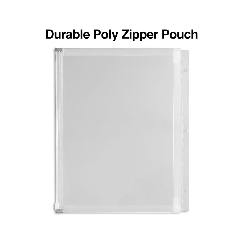 Staples Poly Zipper Pouch 3-Hole Punched Clear (26190) 862437, 3 of 9