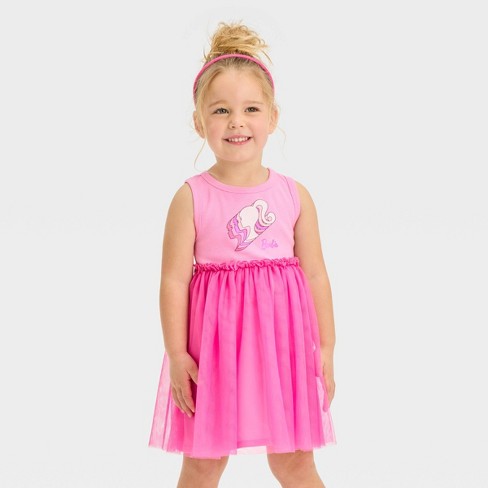 Toddler Girls' Barbie Skater Dress - Pink 2t : Target