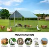 Large Metal Chicken Coop, Walk-in Poultry Cage with Cover and Lockable Door - 3 of 4