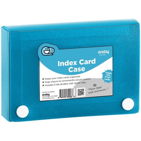 Enday 3 X 5 Index Card Case Holds 5 Tab Dividers, Blue