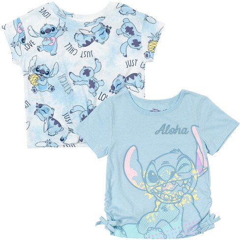 Disney Lilo & Stitch Big Girls 2 Pack T-Shirts Tie Dye Blue 14-16