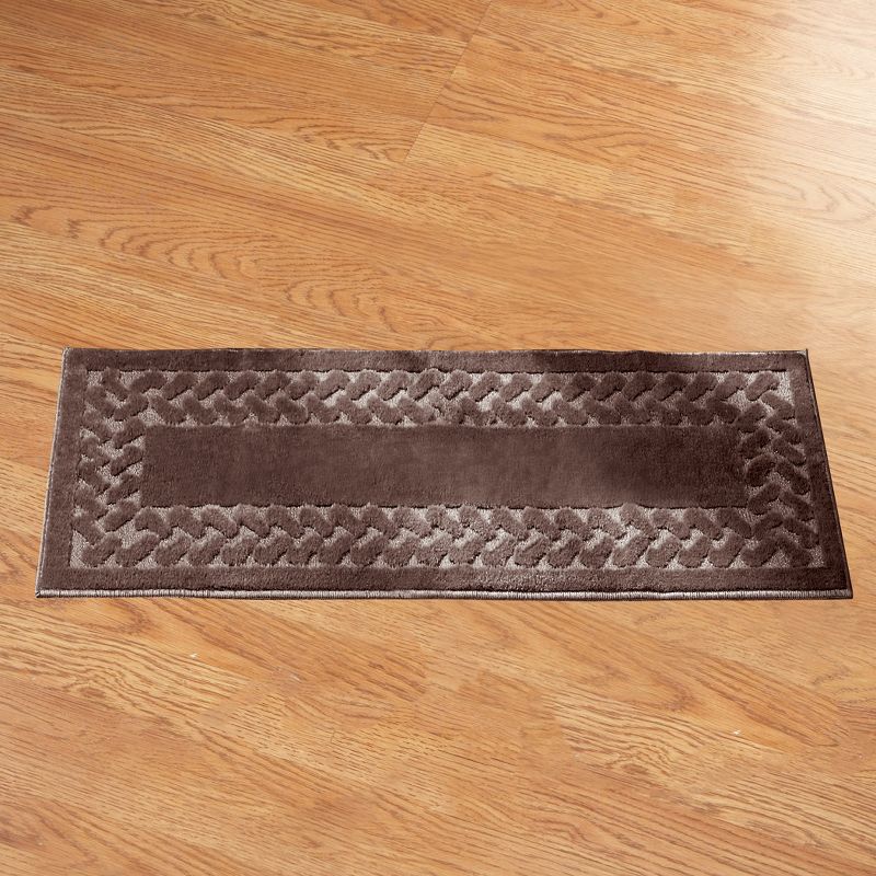 Collections Etc Herringbone Carpeted Runner Rug, Solid-Colored with Plush Decorative Trim Accents and Skid-Resistant Backing for Long, 2 of 3