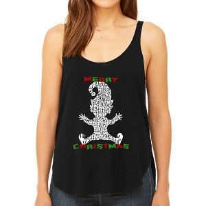 LA Pop Art Christmas Elf - Women's Premium Word Art Flowy Tank Top - 1 of 4