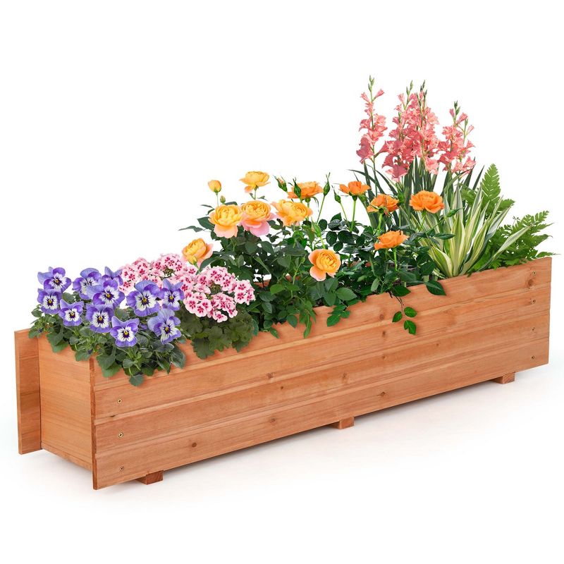 Costway Raised Garden Bed Wood Rectangular Planter Box with 2 Drainage Holes Outdoor, 1 of 11