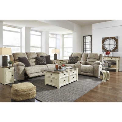 Antique White Wood Sofa Table with Storage Drawers