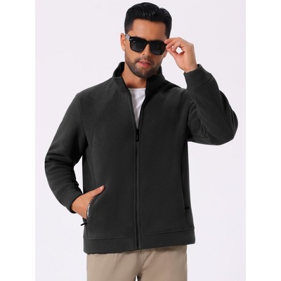 Мужские куртки INSPIRE CHIC Men's Stand Collar Full Zip Long Sleeve Plush Fleece Winter Jacket Blue Large — фото 4