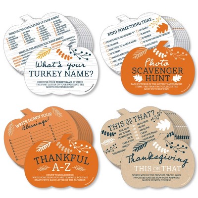 Big Dot of Happiness Happy Thanksgiving - 4 Fall Harvest Party Games - 10 Cards Each - Gamerific Bundle