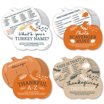 Big Dot of Happiness Happy Thanksgiving - 4 Fall Harvest Party Games - 10 Cards Each - Gamerific Bundle