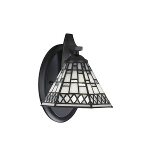 Toltec Lighting Zilo 1 - Light Sconce in  Matte Black with 7" Pewter Art Glass Shade - 1 of 1