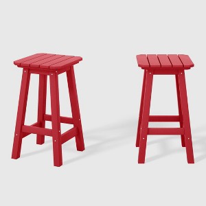 WestinTrends Malibu 24" All Weather Hdpe Outdoor Patio Square Backless Counter Stool (Set of 2) - 1 of 4