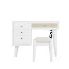 39"W Retro Dressing Table Vanity Table Makeup Table Set with Cushioned Stool, 4 Storage Drawers, Charging Plugs and USB Ports, White-ModernLuxe - 4 of 4