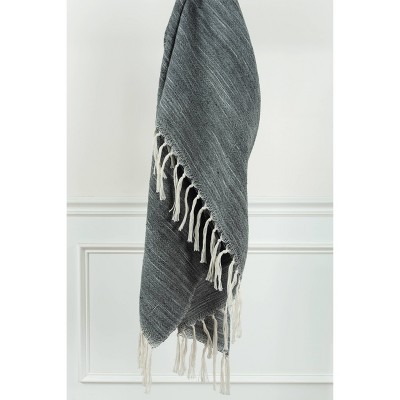 50"x60" Striped Throw Blanket Dark Gray - Rizzy Home