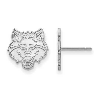 Black Bow Jewelry 14k White Gold Arkansas State Red Wolves NCAA Post Earrings