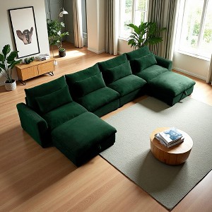 157.5" Corduroy Cloud U-Shaped Modular Sectional Sofa with Deep Seat & 2 Storage Ottomans - 1 of 4