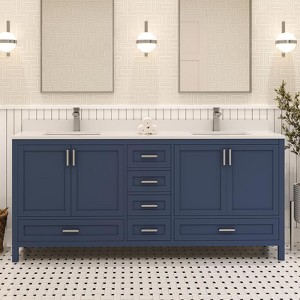 Rooh Solid Wood Bathroom Vanity with White Quartz Countertop & Undermount Sink | Handcrafted Luxury by Artisans - 1 of 4