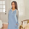 ADR Women's Soft Knit Nightgown, Full Length Long Henley Night Gown Pajamas Raglan Sleep Dress with Pockets - 2 of 4
