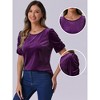 Allegra K Women's Round Neck Puff Short Sleeve Party Clubwear Velvet Top - 2 of 4