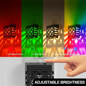 YANSUN 2-Pack 0.5W Plug-in Light-Controlled Night Light, Black, RGB + 3000K Warm Light, U.S. Two-Prong Plug, Solar Decor - 1 of 4