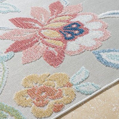 Ottis Cream and Rust Floral Synthetic Area Rug 2' x 2'11"