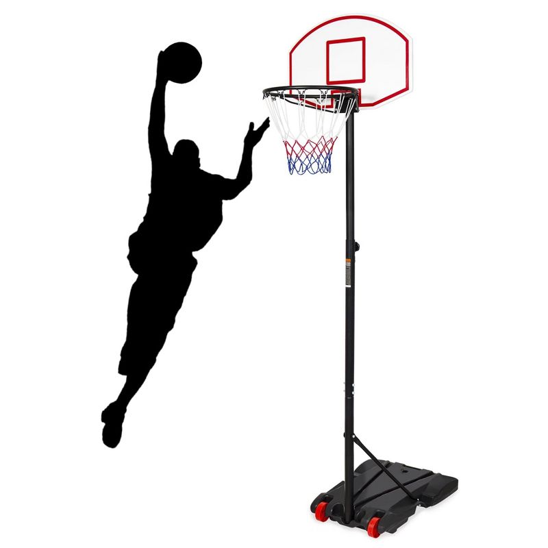 SKONYON Portable Basketball Hoop System Stand Kid Indoor Outdoor with Wheels for Teens Adults Black, 1 of 10