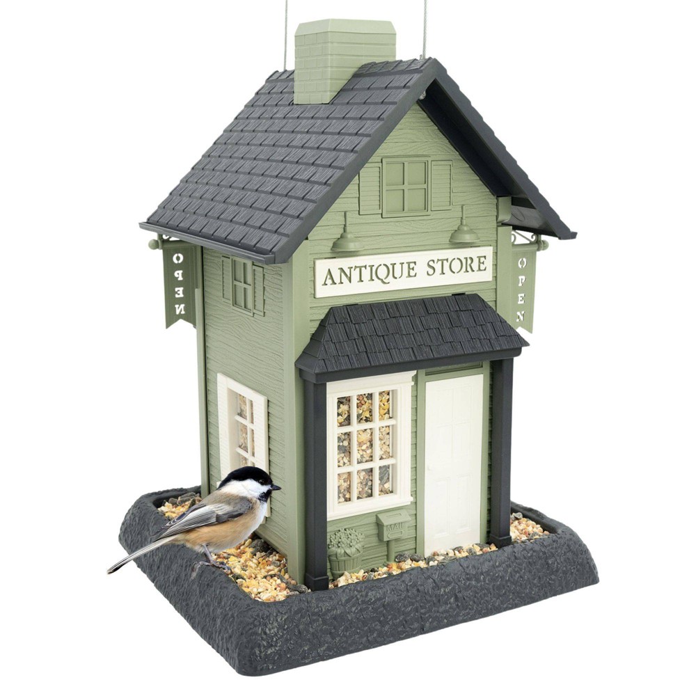 North States Antique Store Hopper Bird Feeder 14" Sage Green