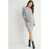 Hello Miz Women's Ribbed Long Sleeve Side Ruched Maternity Nursing Dres - 4 of 4
