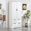 GDFStudio Lewis 71.65" Modern Fluted Kitchen Pantry Cabinet with 2 Large Drawers and 8-Door Spice Rack, White - 4 of 4