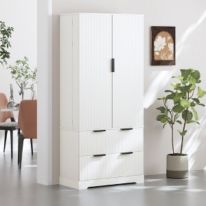 APRILSOUL72" Modern Fluted Kitchen Pantry Cabinet with 2 Large Drawers & 8-Door Spice Rack - 1 of 4