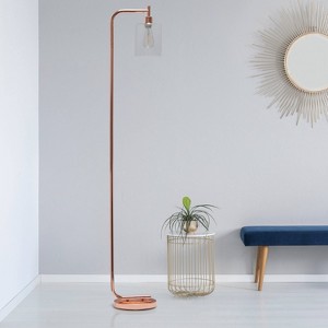 Modern Iron Lantern Floor Lamp with Glass Shade - Simple Designs - 1 of 4