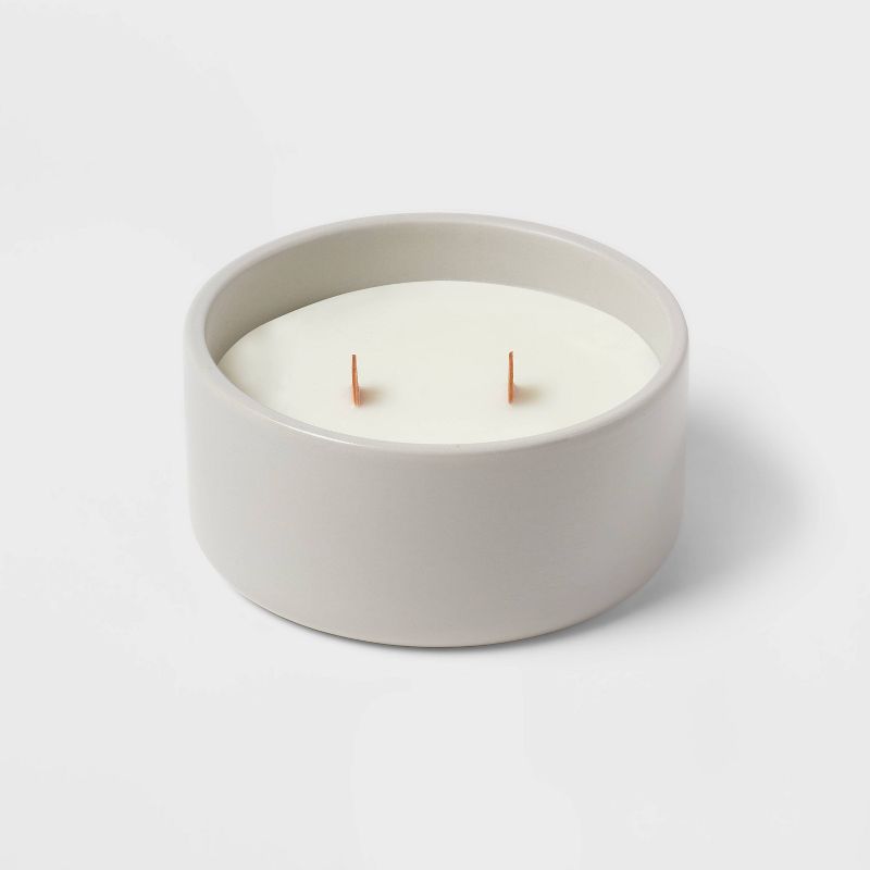 2-Wick Glossy Ceramic White Sage + Thyme Wood Wick Jar Candle Gray 8oz - Threshold&#8482;, 4 of 8