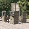 vidaXL 5-Piece Outdoor Dining Set - Poly Rattan Black/Gray Patio Furniture with Reclining Chairs, Tempered Glass Table - 2 of 4