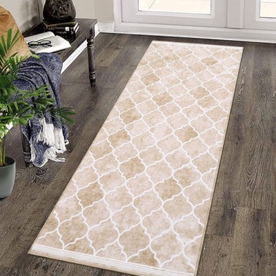 Machine Washable Runner Rug 2x6 Hallway Rug Vintage Trellis Entryway Runners Ultra-Thin Low Pile Floor Mat Non-Slip Throw Rugs Kitchen Runner