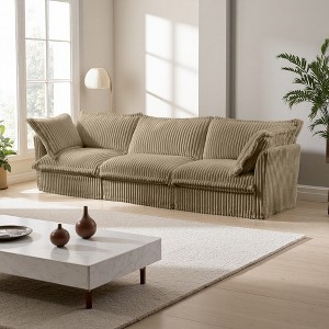 Modular Corduroy 3-Seater Sofa with Removable Covers - 1 of 4