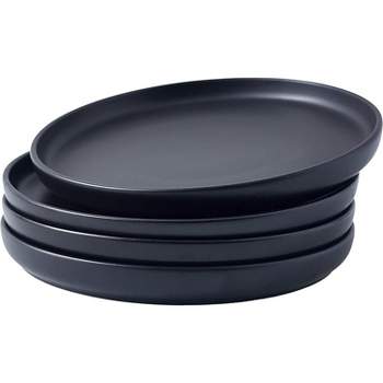Bruntmor 6" Round Ceramic Plate, Set of 4, Black