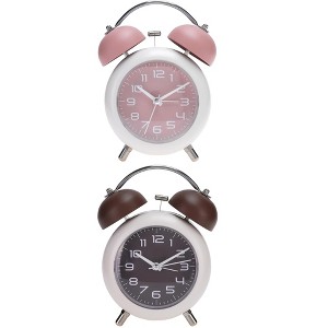 REGALWOVEN 2 Pcs Old Fashioned Battery-Powered Metal Night Light Alarm Clock 5.9 x 4.3 x 2 Inches - 1 of 4