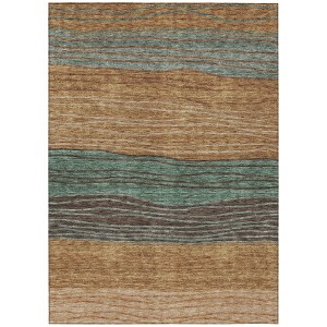 Terra Cotta Copper And Beige Striped Washable Indoor Outdoor Area Rug - 1 of 4