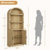 Coolmee Wooden Bookcase with Doors, 71.65 inch Tall Arched Bookshelf, Farmhouse Cabinet with Shelves for Home Office, Living Room - 2 of 4